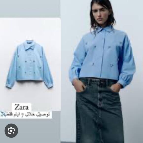 ZARA JEWEL POPLIN SHIRT BLUE
SIZE Small NWOT - Picture 1 of 5